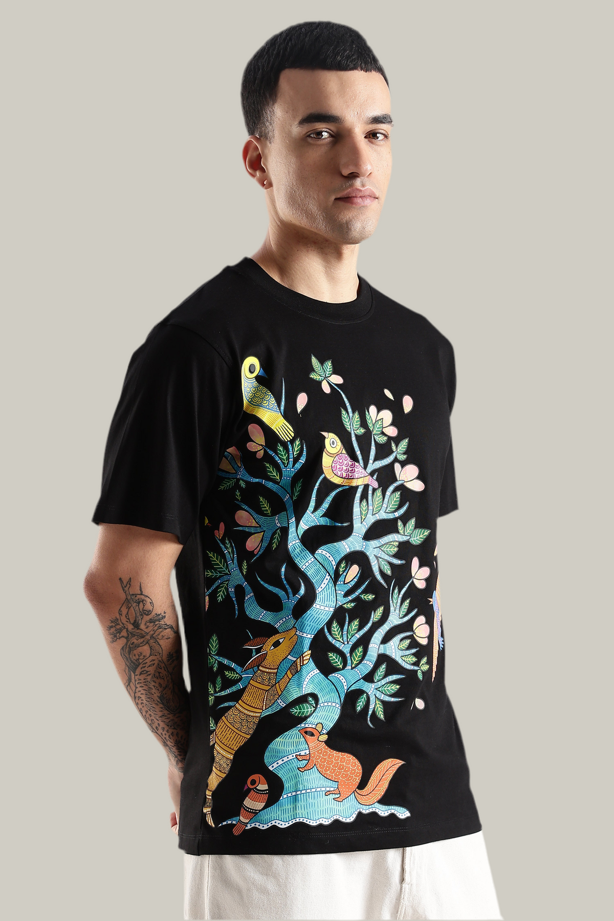 Jeevan Vriksha tree of life t-shirt by Anahat — Gond art