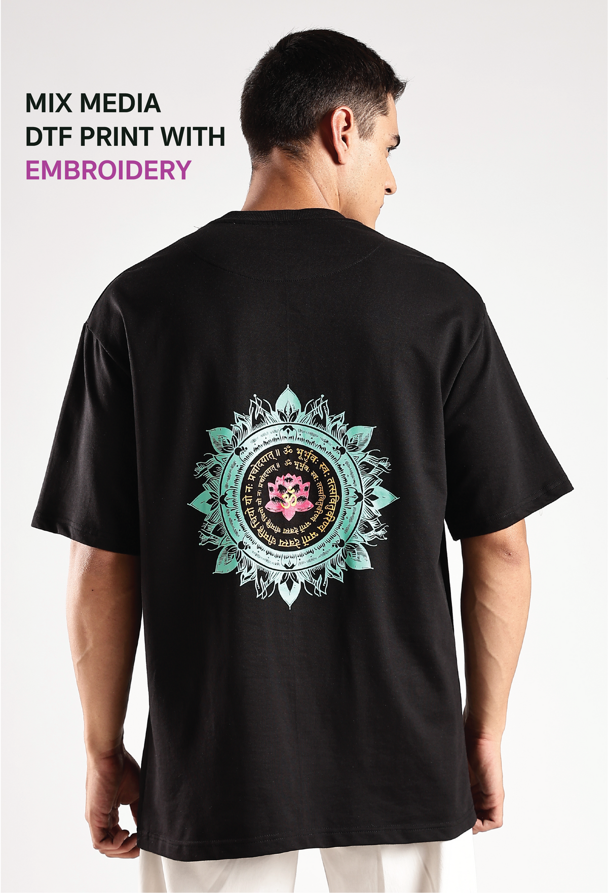 Mandala embroidered t-shirt by Anahat