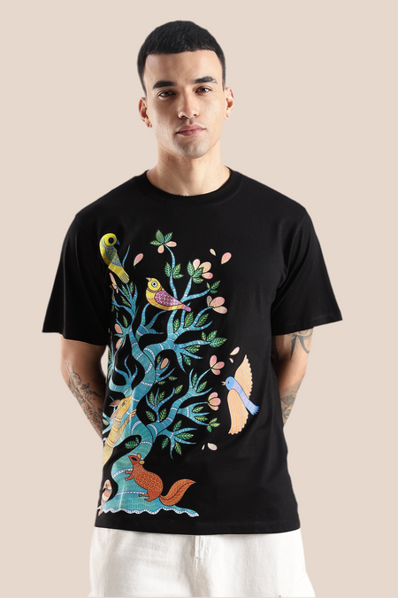 Jeevan Vriksha – Handcrafted in Gond Art T-shirt