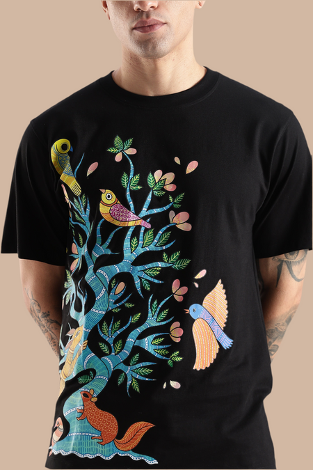 Jeevan Vriksha – Handcrafted in Gond Art T-shirt