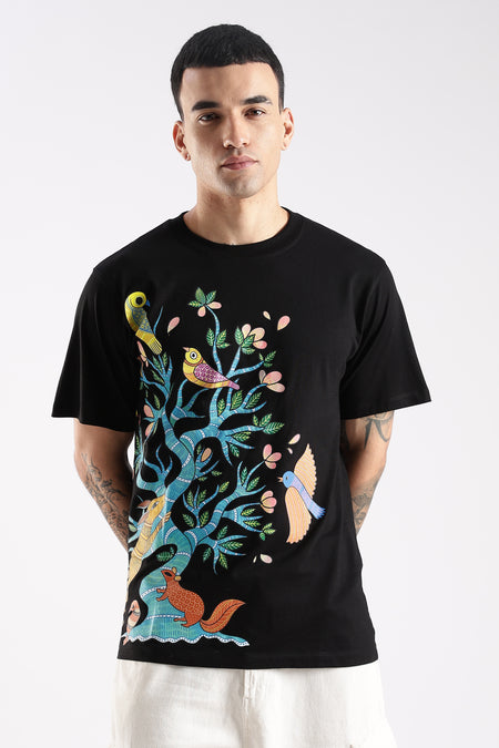 Jeevan Vriksha – Handcrafted in Gond Art T-shirt