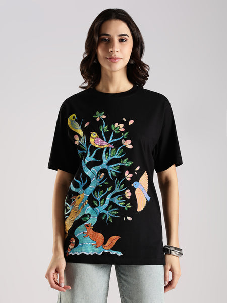 Jeevan Vriksha – Handcrafted in Gond Art T-shirt