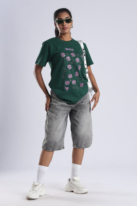 Eternal Bloom- Embroidered Kamal T-Shirt