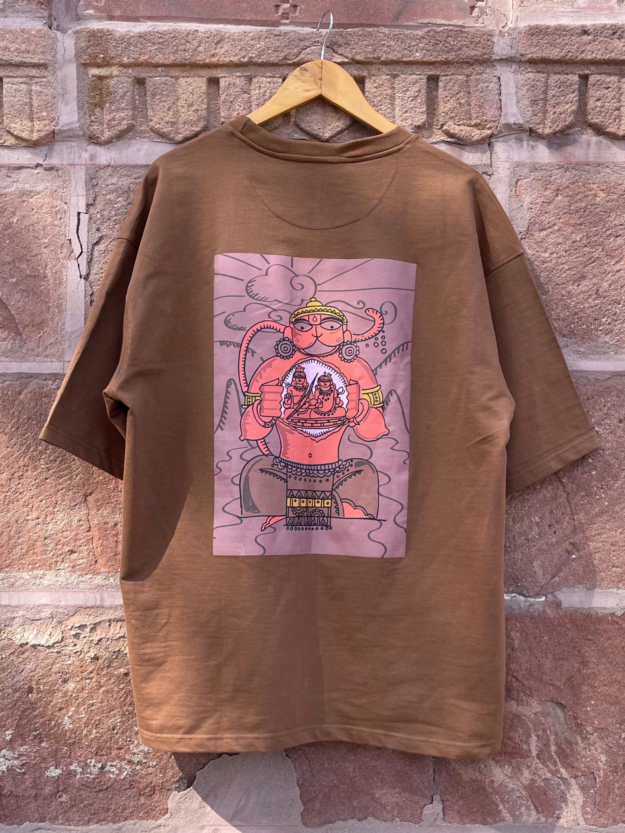 Divine Protector Hanuman t-shirt by Anahat — close-up of Hanuman illustration