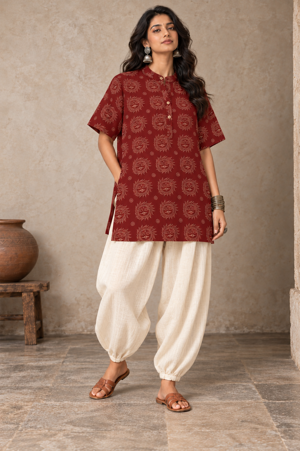 Reyansh: The First Ray (Ajrakh Hand Block Printed Kurta)