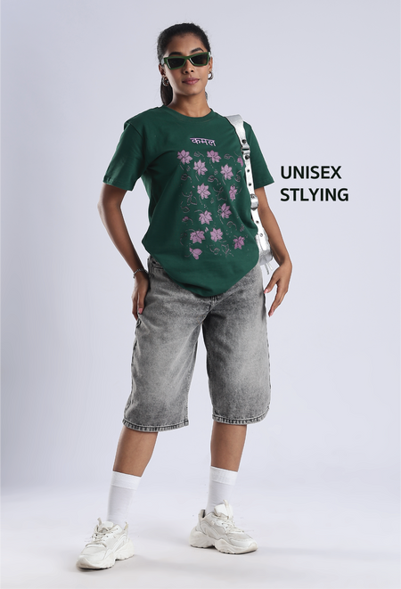 Eternal Bloom- Embroidered Kamal T-Shirt